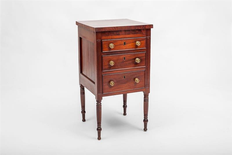 Appraisal: Federal Mahogany Three-Drawer Side Table x x in Estimate -