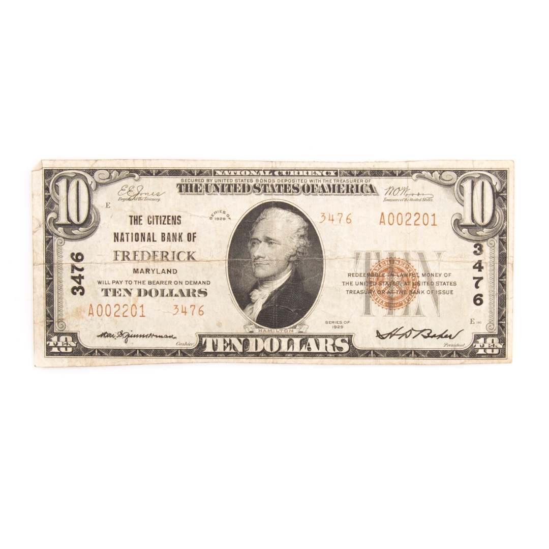 Appraisal: US National Currency Charter National Currency Type- Charter Citizens National