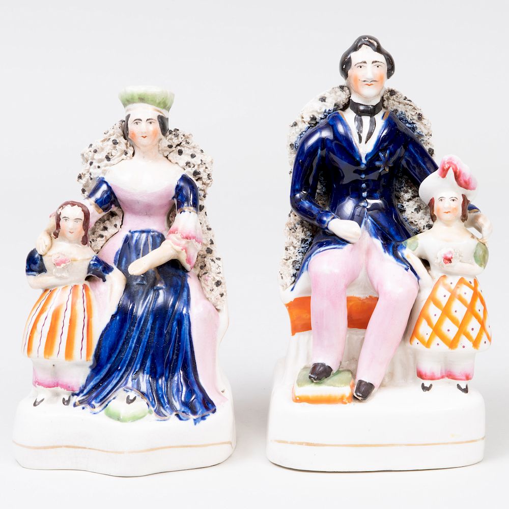 Appraisal: Pair of Staffordshire Pottery 'Victoria and Albert' Flatback Figures The