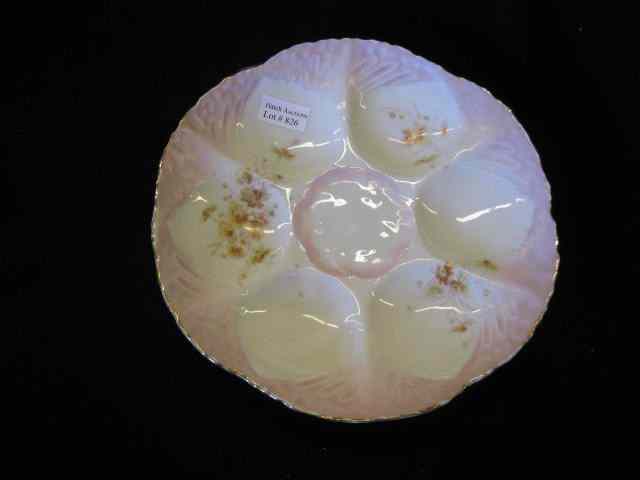 Appraisal: Weimer Victorian Porcelain Oyster Plate floral pink trim '' excellent