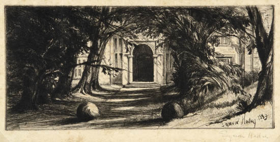 Appraisal: FRANCIS SEYMOUR HADEN Group of etchings with drypoint Mytton Hall