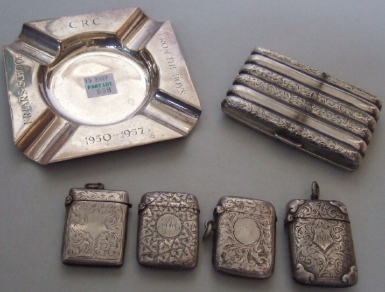 Appraisal: Silver comprising four rectangular vesta cases with engraved decoration a