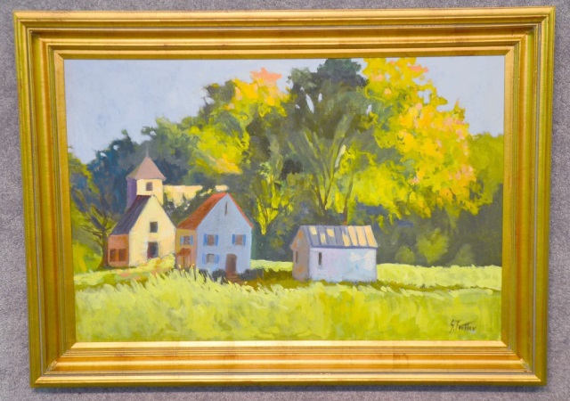 Appraisal: Acrylic on CanvasLandscape with Farmstead by Susan Trotter Signed lower