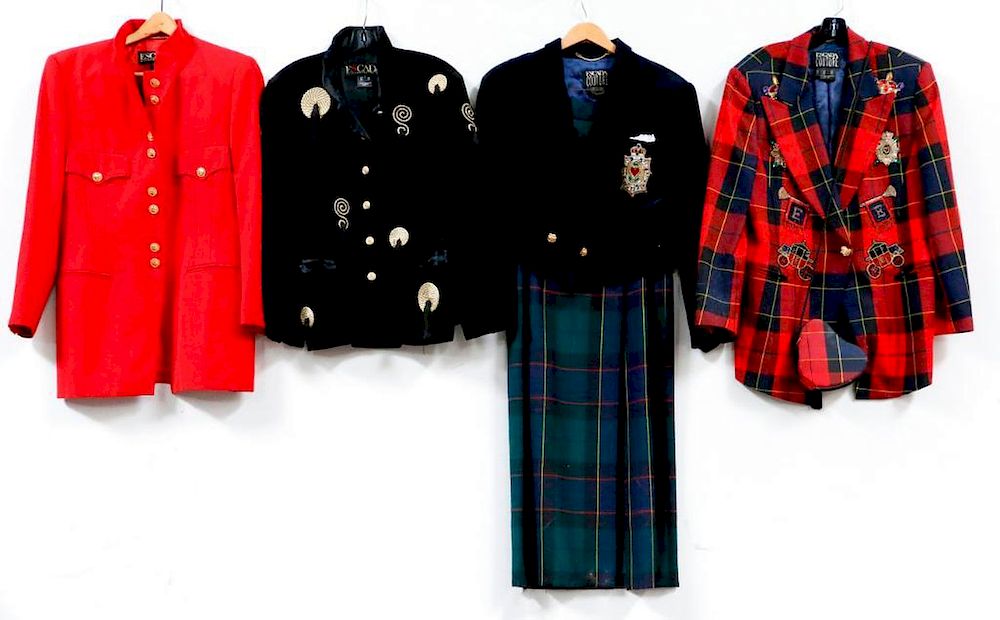 Appraisal: Escada Couture Margaretha Ley Clothing Including Embellished tartan wool and