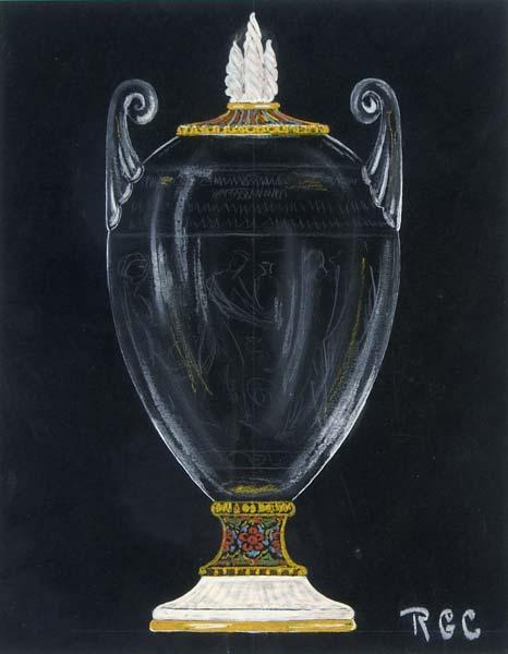 Appraisal: R GUY COWAN Pastel on paper of classical urn in