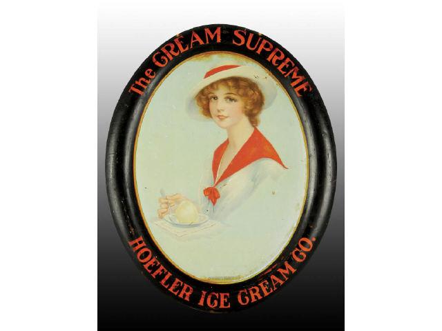 Appraisal: Tin Hoefler Ice Cream Self-Framed Tin Sign Description Very appealing