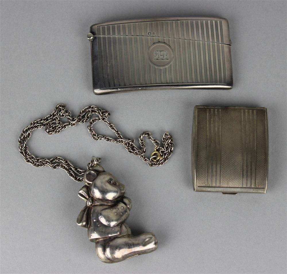 Appraisal: TWO SILVER ITEMS including an English silver curved card case