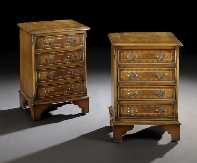 Appraisal: Pair of George III-Style Walnut and Mahogany Chests of small