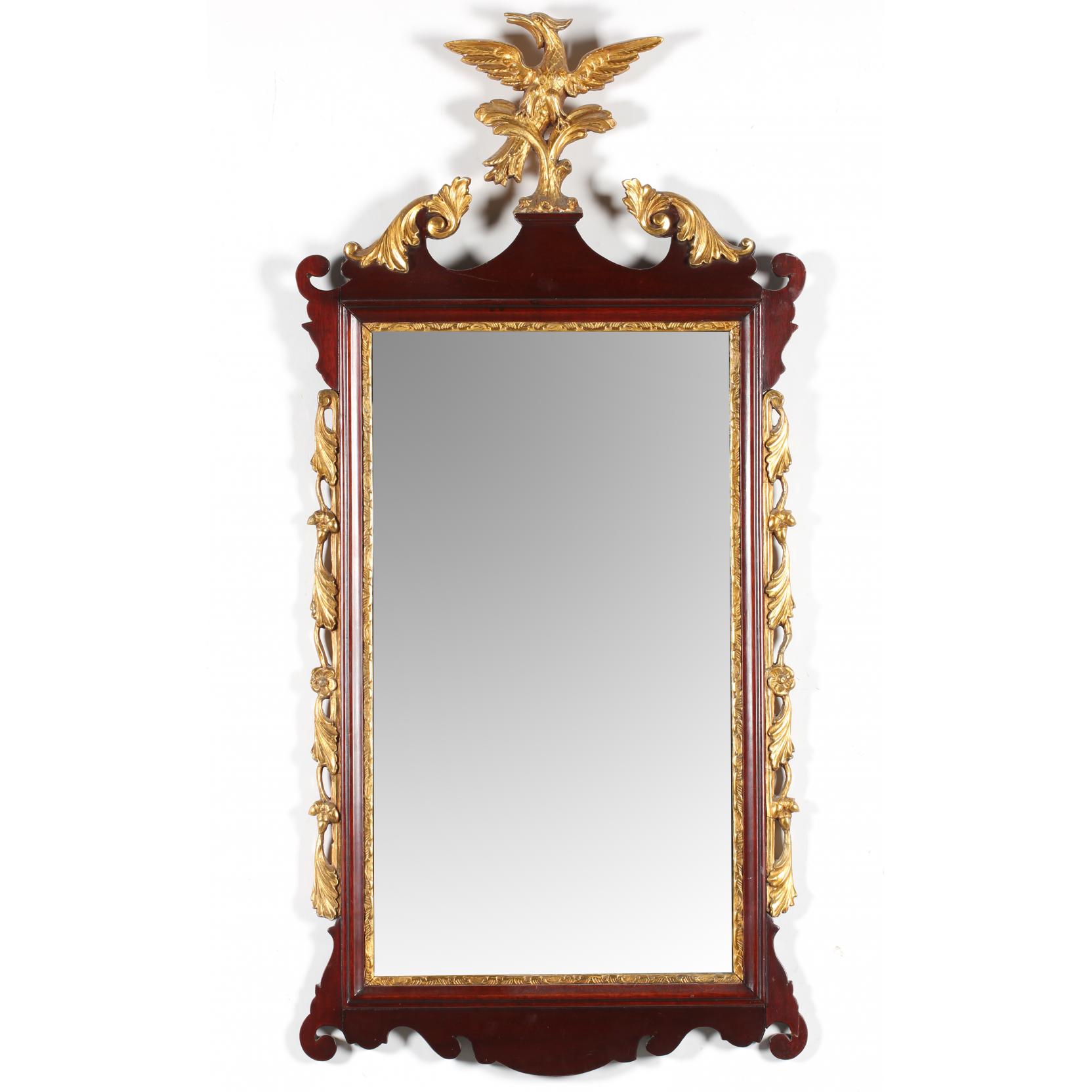 Appraisal: Georgian Style Mirror mid th century mahogany frame plinth surmounted