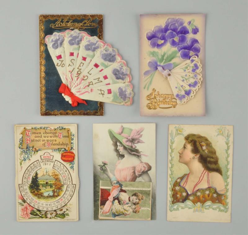 Appraisal: Lot of Mechanical Novelty Postcards This lot includes two cards