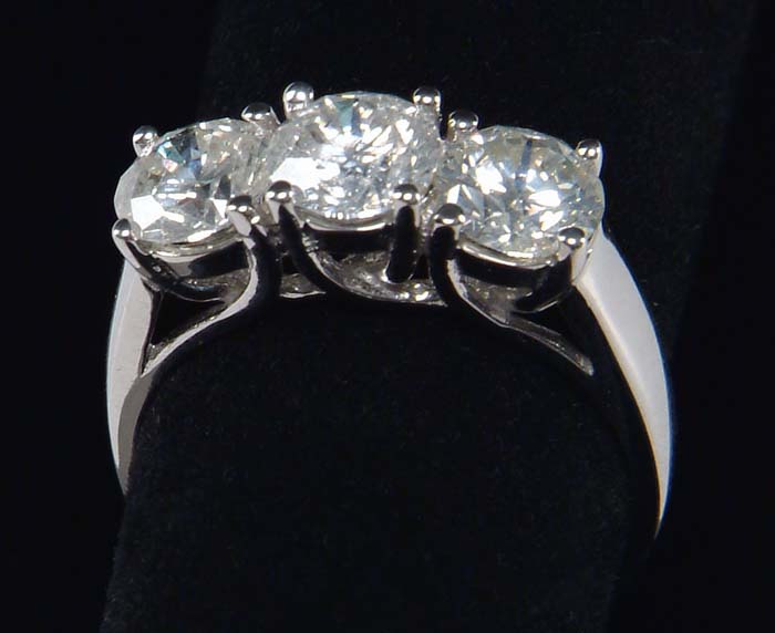 Appraisal: THREE STONE DIAMOND RING Wonderful kt white gold ring set