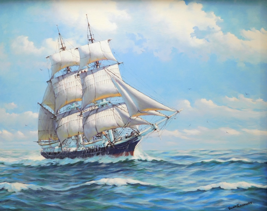 Appraisal: H SILVA FERNANDES MARITIME SHIP PAINTING Massachusetts th CenturyDepicts a