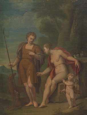 Appraisal: Continental School th Century Diana and Actaeon Oil on canvas