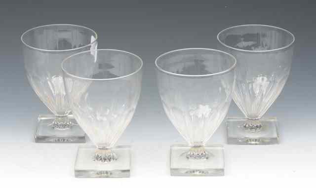 Appraisal: FOUR WINE GLASSES with square bases