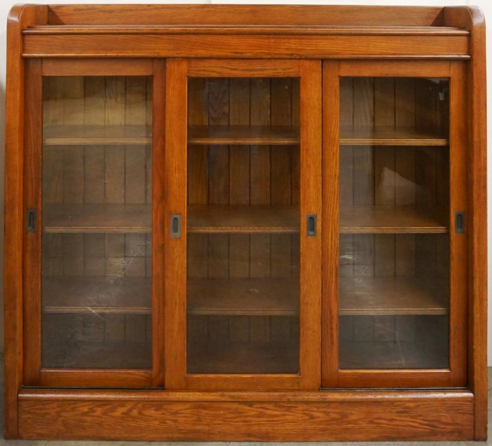 Appraisal: Mission Style Oak Triple Glazed Door Bookcase x x in