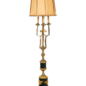 Appraisal: An Empire Style Gilt and Patinated Metal Three-Light Floor Lamp