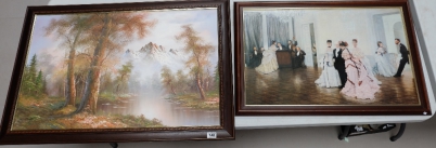 Appraisal: Two framed pictures including landscape scene and another