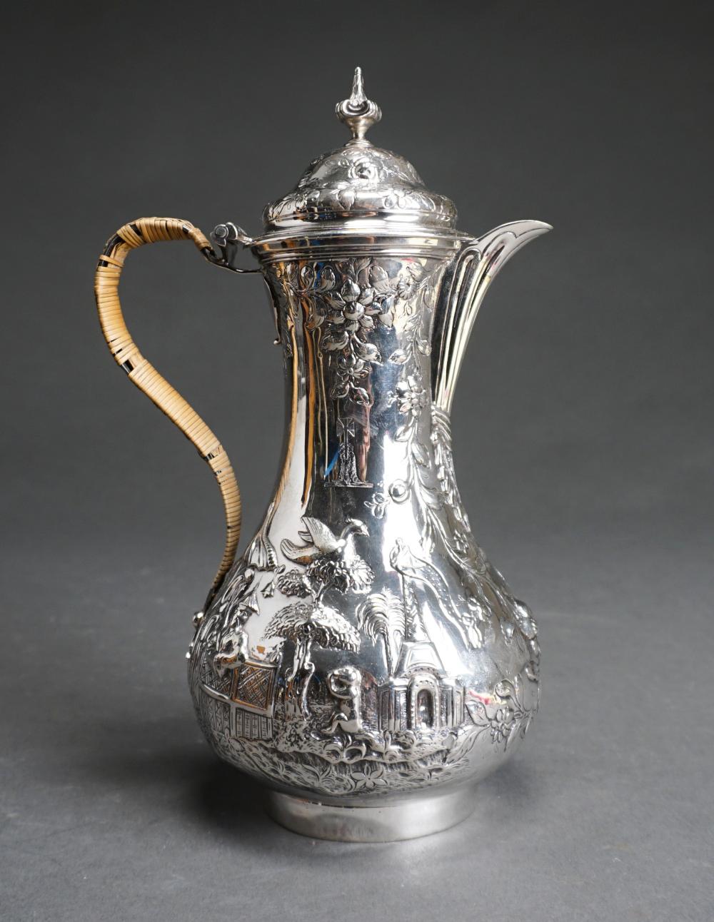 Appraisal: ENGLISH STERLING SILVER CHINOISERIE TEAPOT H IN CM GROSS OZTEnglish