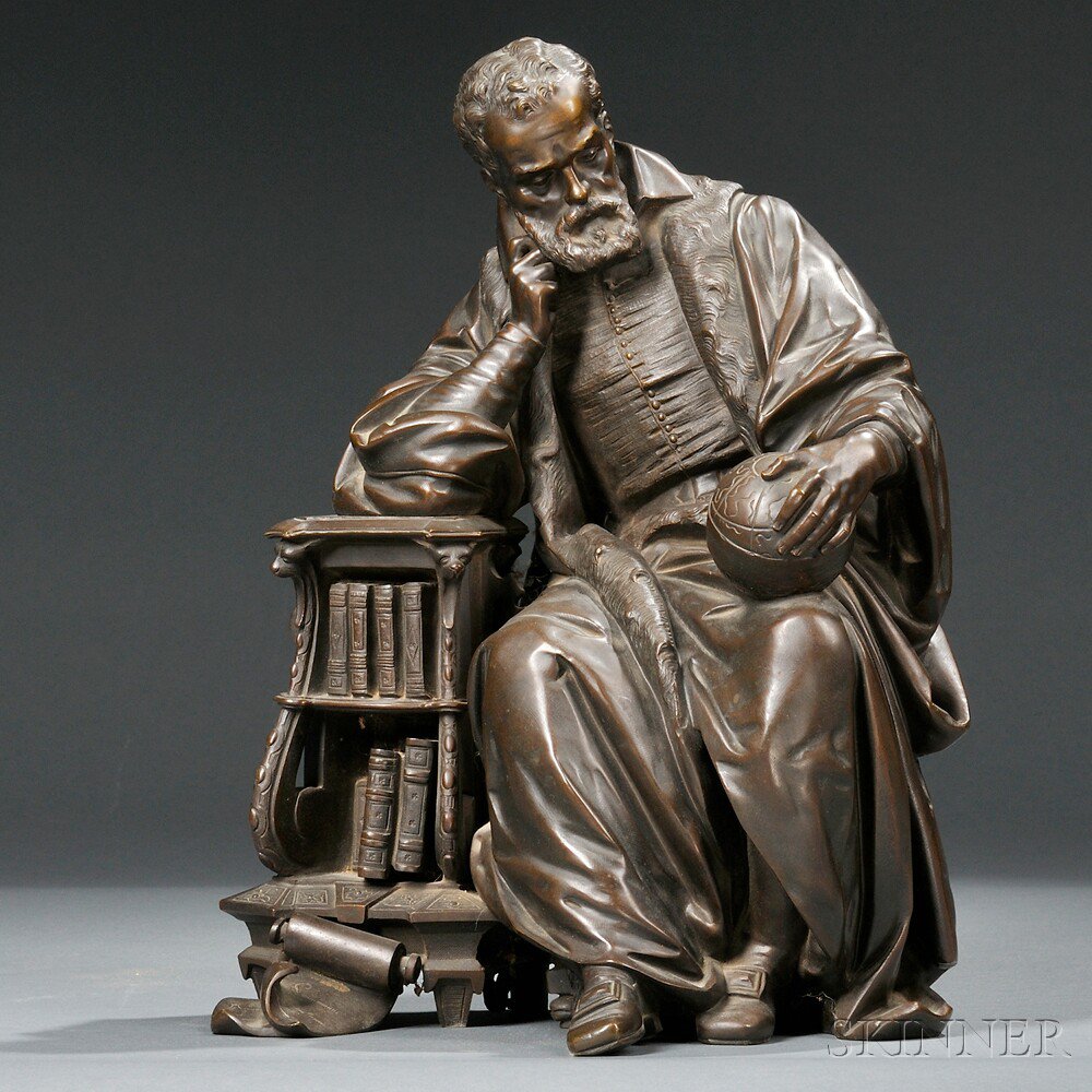 Appraisal: Bronze Figure of a Scholar Continental probably France th century