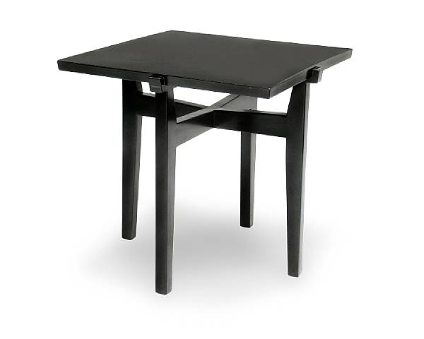 Appraisal: An American ebonized wood side table circa The square top