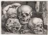 Appraisal: BARTHEL BEHAM Sleeping Child with Three Skulls Engraving x mm