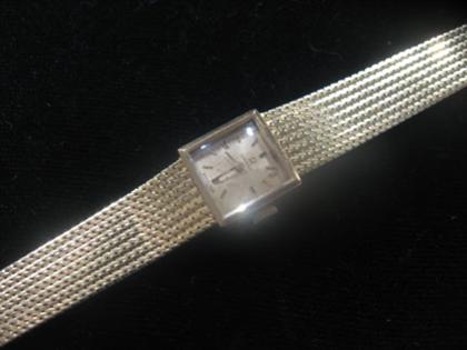 Appraisal: karat yellow gold lady's Omega wristwatch th century Square case