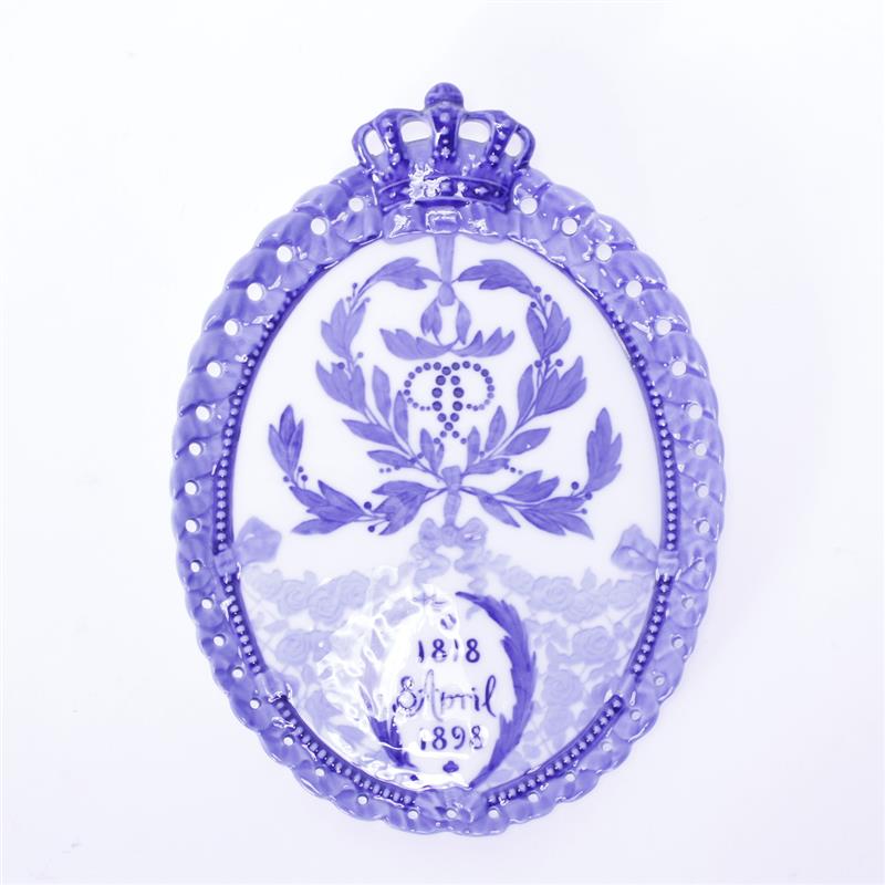 Appraisal: Royal Copenhagen blue and white porcelain coronation plaque commemorating the