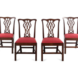 Appraisal: A Set of Four George III Mahogany Dining Chairs Circa