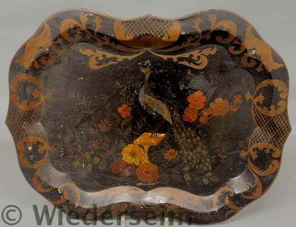 Appraisal: Small Tole decorated tray with bird and flowers on a