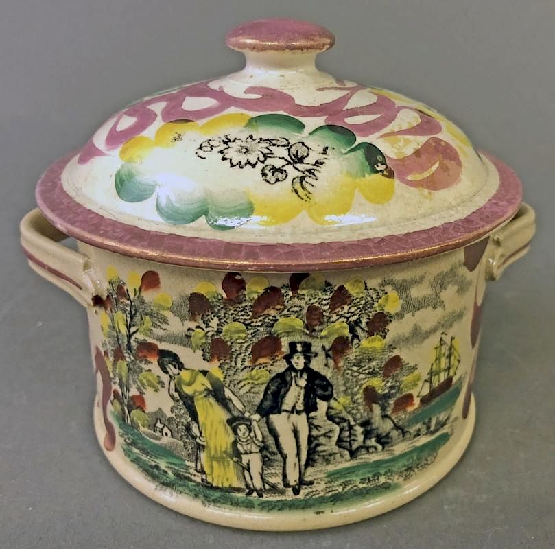 Appraisal: English Lustre Covered Jar with Sailor's Verse English lustre transfer