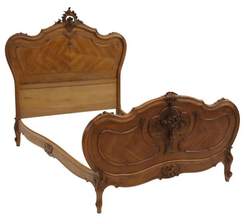 Appraisal: French Louis XV style bed early th c headboard surmounted