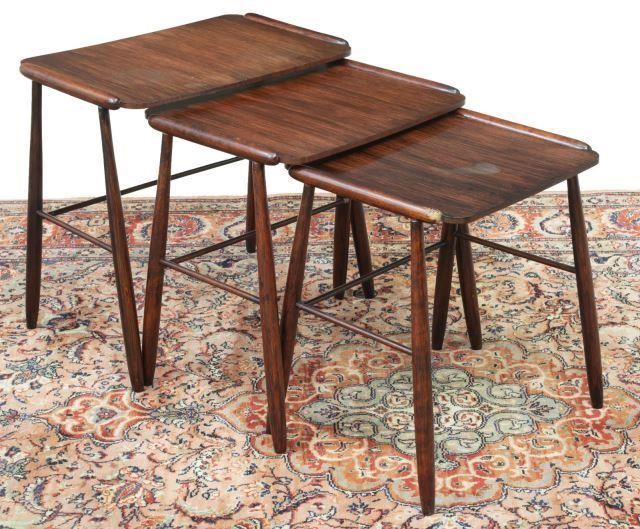 Appraisal: lot of Danish mid-century modern nesting tables c s in