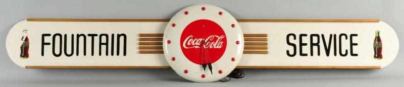 Appraisal: Coca-Cola Fountain Service Clock Sign Description s Only a few