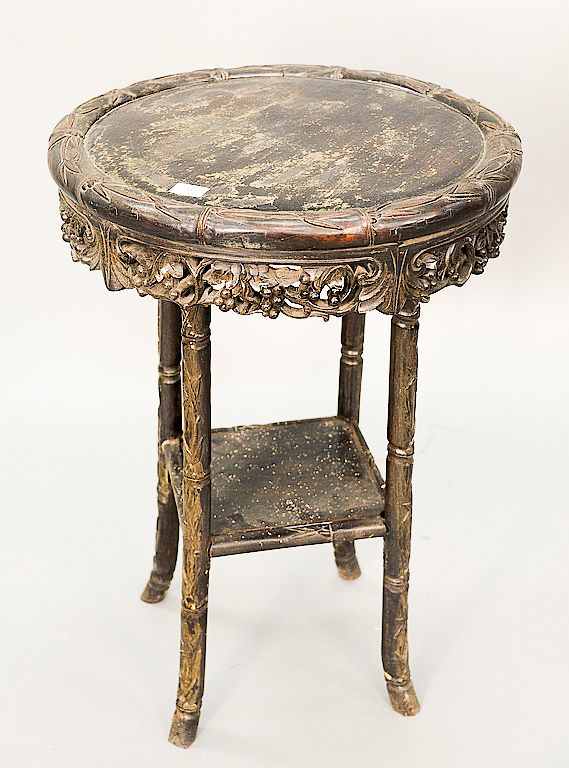 Appraisal: Chinese hardwood round stand ht in dia in Provenance From