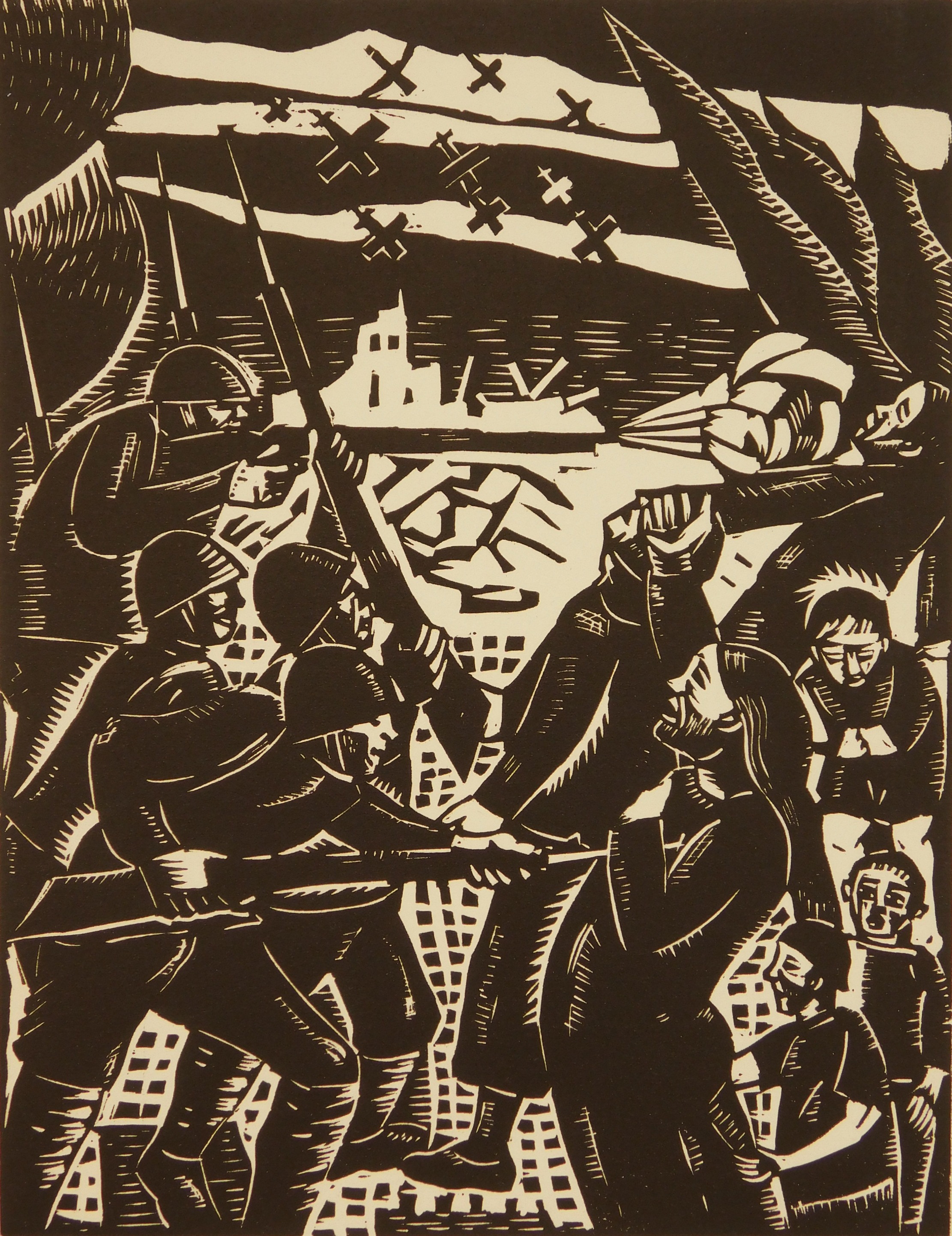 Appraisal: William Jacobs - Undeclared War''- woodcut signed titled and dated