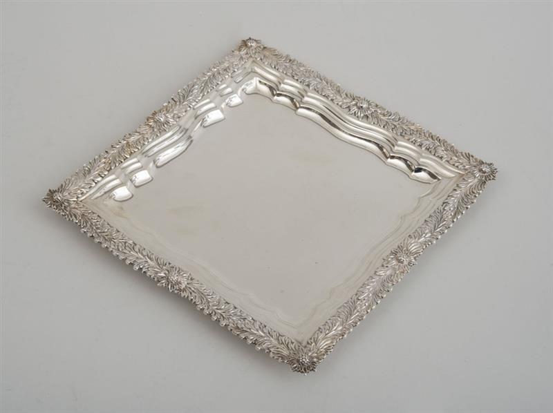 Appraisal: TIFFANY CO SILVER SQUARE TRAY IN THE CHRYSANTHEMUM PATTERN -