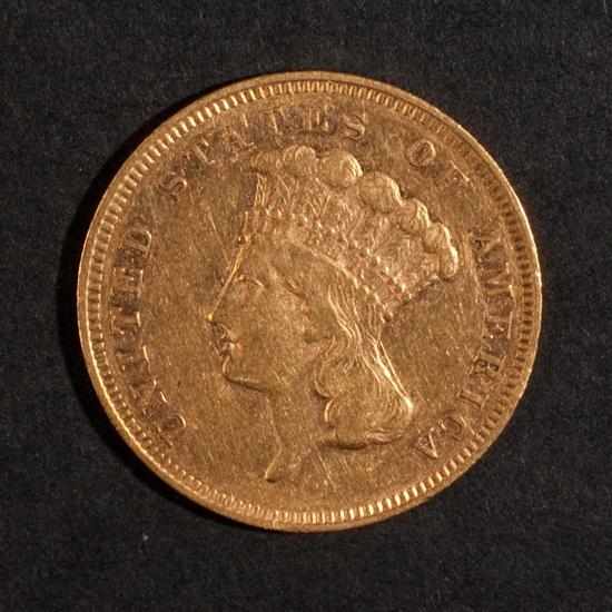 Appraisal: United States three-dollar gold piece -S VF- weak strike Estimate