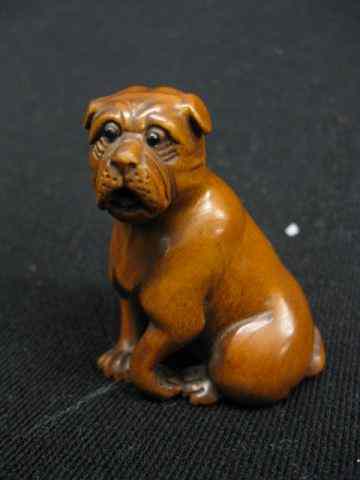 Appraisal: Carved Boxwood Netsuke of a Dog seated '' signed