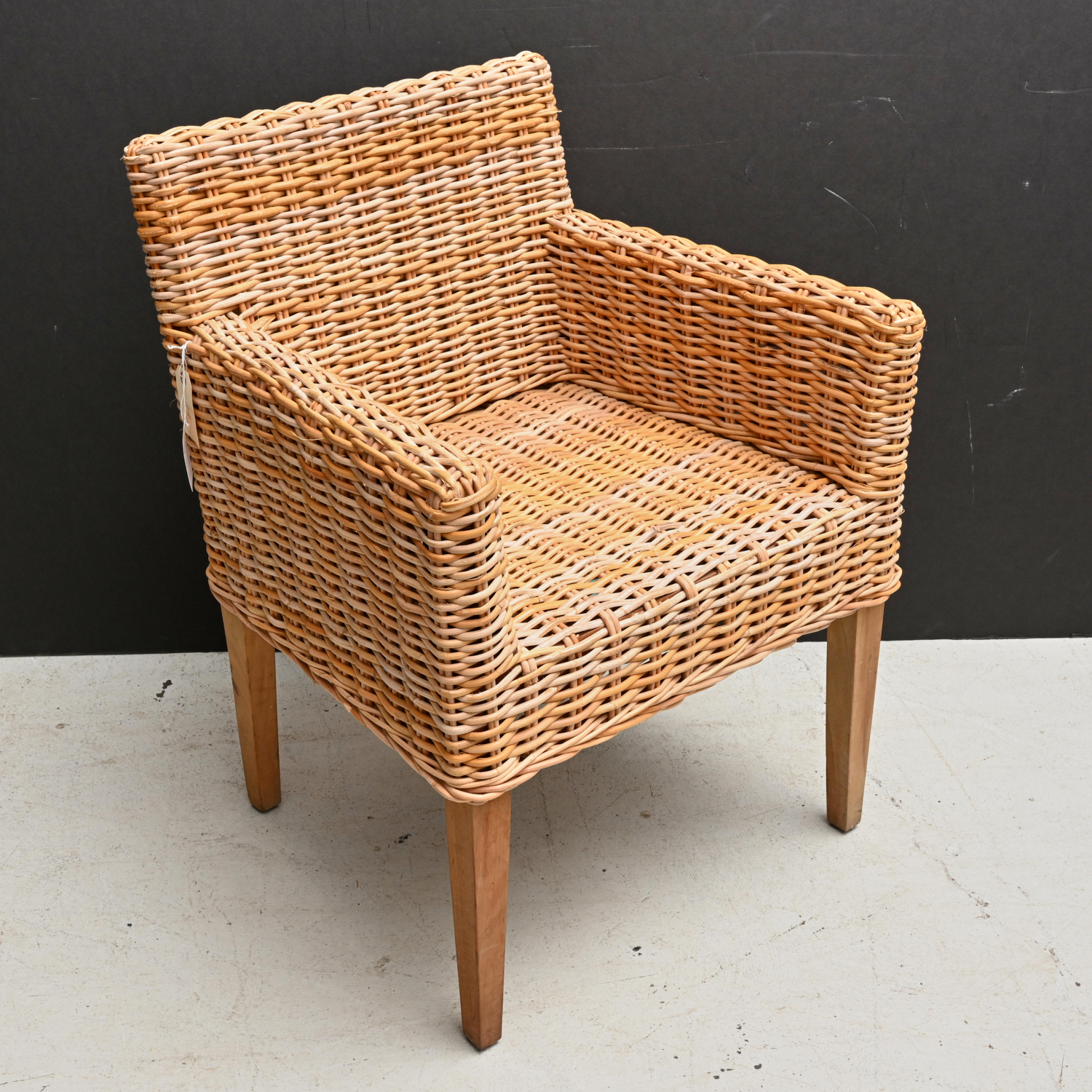 Appraisal: JM FRANK STYLE WOVEN RATTAN ARMCHAIR th c on bleached