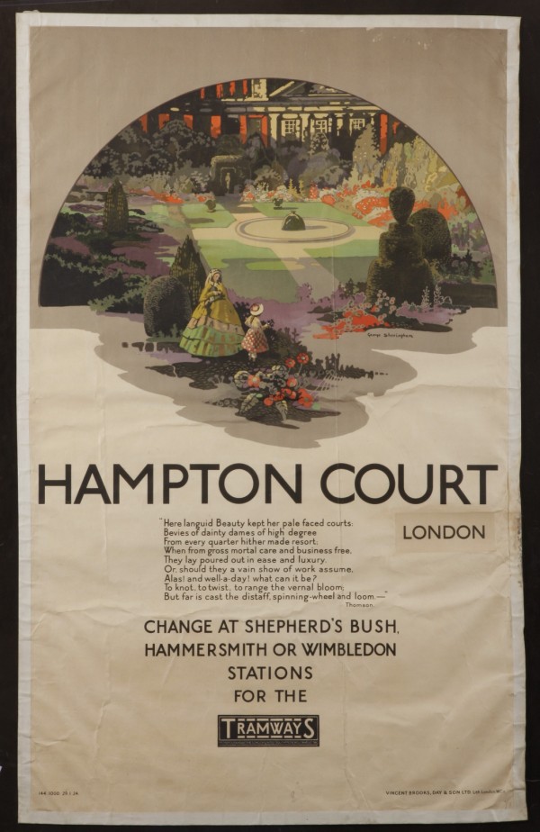 Appraisal: Linen backed Stone lithographic poster with text Hampton Court- London