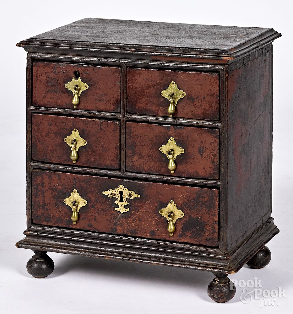 Appraisal: William Mary style painted spice cabinet William Mary style painted