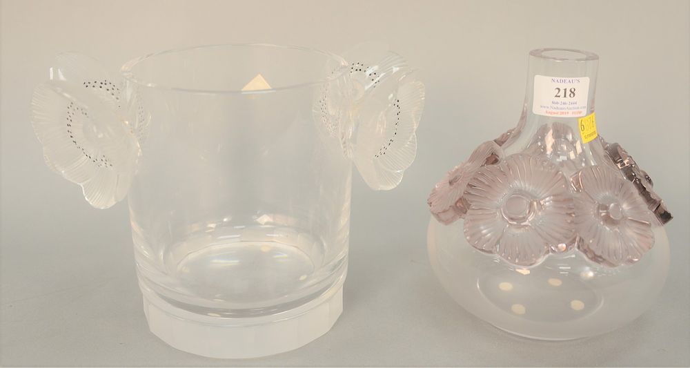 Appraisal: Two Lalique pieces to include a flower ice bucket with