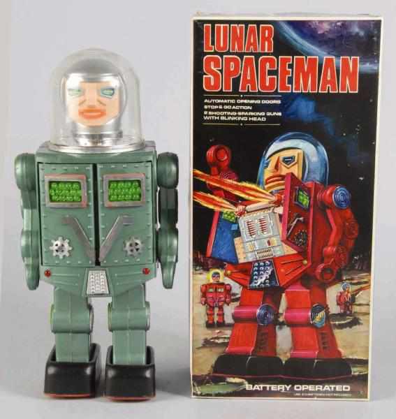 Appraisal: Tin Lunar Spaceman Battery-Operated Toy Description Made in Hong Kong