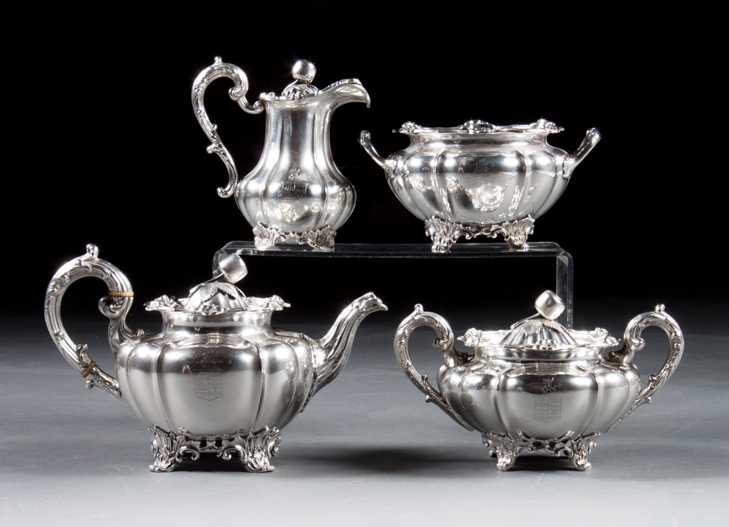 Appraisal: Kirk sterling silver -piece tea service early th century S