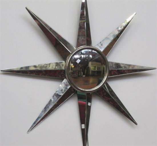 Appraisal: SUNBURST MIRROR th C modern with center convex glass