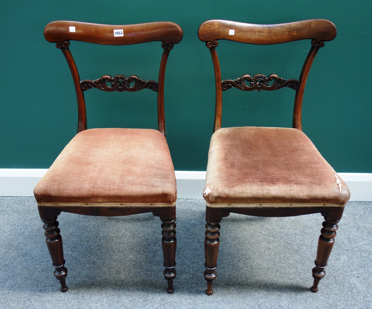 Appraisal: J Battin a set of six Victorian rosewood framed dining