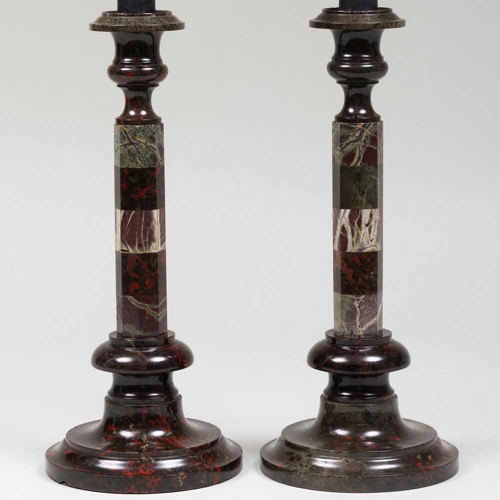 Appraisal: Pair of Cornish Stone and Agate Table Lamps x in