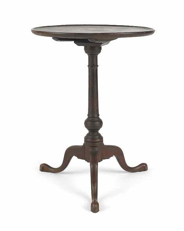 Appraisal: Delaware Valley Queen Ann walnut candlestand ca with a dish