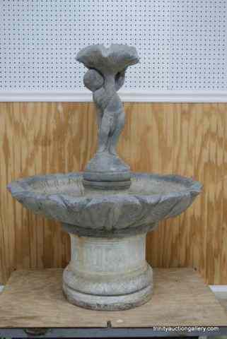 Appraisal: Concrete Outdoor Fountain Birdbath SetIs in sections of solid concrete