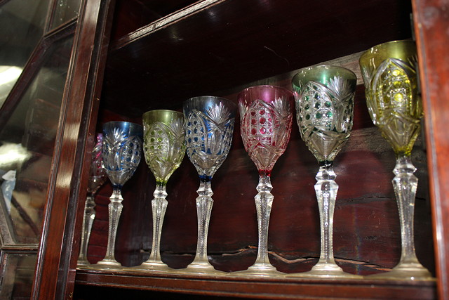 Appraisal: A SET OF SEVEN VAL ST LAMBERT COLOURED GLASS HOCK